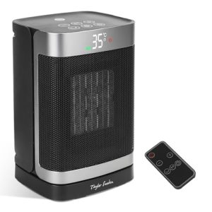 Taylor Swoden Fiery – Calefactor cerámico PTC 1500W con mando a distancia, pantalla LED, temporizador 24H, oscilante 70º, 3 velocidades y modo ECO. Calentamiento rápido dormitorios, despachos etc