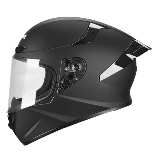 Casco Integral Moto Hombre | Transparente con Efecto Espejo | Casco de Moto con certificación ECE 22.06 | Ventilación de Barbilla y Cabeza | Negro(S)