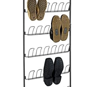 WENKO Zapatero, organizador compacto con 6 compartimentos para colgar hasta 18 pares de zapatos en la puerta, almacenaje y orden en toda la casa, 59 x 151 x 14 cm, metal con recubrimiento de polvo.