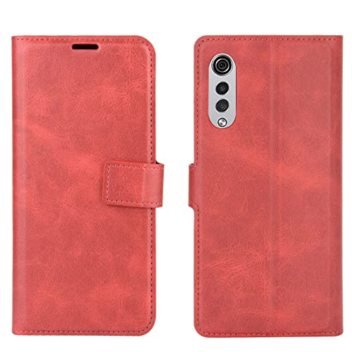 Kezaizhe Funda Movil para LG Velvet Carcasa Cuero PU Silicona Magnetic Wallet Protector Teléfono Flip Cover For Velvet LG Velvet 5G 4G LTE Tapa con Soporte (Red)