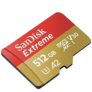 SanDisk Extreme 512GB microSDXC Memory Card + SD Adapter with A2 App Performance + Rescue Pro Deluxe, up to 160MB/s, Class 10, UHS-I, U3, V30