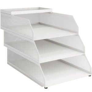 PUNCIA Bandeja para Cartas A4 Archivador de Documentos 3 Bandejas Metal Escritorio Organizador de Archivos Bandeja de Papel Almacenamiento para Oficina Sala de Trabajo Escuela Oficina Blanco