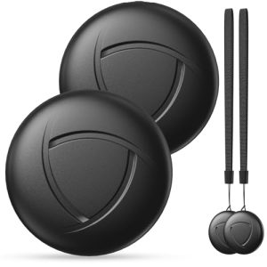 Localizador Bluetooth Negro 2 Pack – Smart Tracker Tag Funciona con Apple Buscar (Sólo iOS 14.5+), Encuentra Teléfono y Llaves, Rastreador GPS Impermeable para Carteras y Maletas, Batería Reemplazable