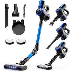 VEGREM Aspiradora Sin Cable 25KPA, Aspirador Escoba Sin Cable 160W con 2 Modos, Escoba Aspiradora Sin Cable con Varilla Plegable 180°, Luces LED, Easy-Stand, 40 Minutos de duración