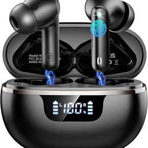 Auriculares Inalambricos Bluetooth, Cascos Inalambricos Bluetooth 5.4 HiFi Estéreo, 45H Auriculares inalámbricos con 4 ENC Cancelacion Ruido HD Mic, IP7 Impermeable/Carga Rápida Tipo-C /Pantalla LED