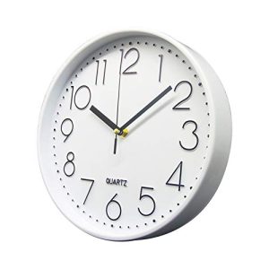 Delgeo Blanco Reloj de Pared, Decoración de Pared Moderna, Reloj Cocina Silencioso, Reloj de Cocina Pared Hogar/Oficina/Cocina,Blanco (30 cm/12»)