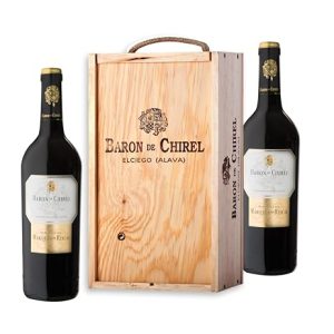 Marqués de Riscal – Vino tinto Reserva Barón de Chirel D.O.Ca. Rioja, Variedad Tempranillo, 20 meses de crianza en barrica de roble francés – Estuche 2 Botellas x 750 ml – Total: 1500 ml