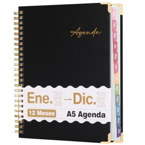 Agenda 2026 en Español(Ene.-Dic) con Planificador Semanal y Mensual | Incluye Pestañas Indexadoras de Colores | Ideal para Organización del Trabajo, Planificación Familiar, Estudio y Entrenamiento