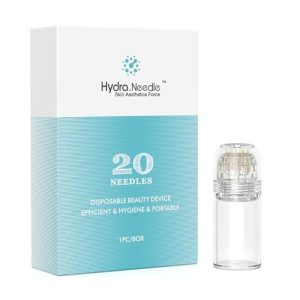 Hydra.Needle 20 Pins Microneedling Derma Stamp Longitud 0,6 mm, SIN SUERO para el Cuidado de la Piel, Estimulación del Crecimiento del Cabello y la Barba, Material de Titanio (0,6 mm, 20 Pins)