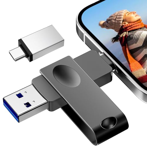 【No App】 Nanopell 256GB Pendrive lphone Libera el Espacio de Almacenamiento de tu Smartphone. Pendrive para lphone Memoria Externa para i0S/Android/PC. con Adaptador Tipo C Separado. Plug and Play.