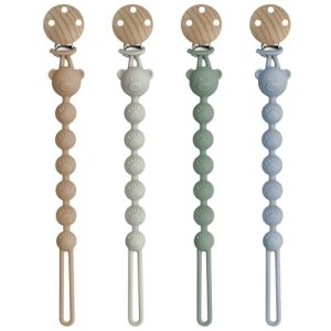 CNMTCCO Sujetador de Chupete de Silicona, 4 Piezas Clip de Chupete de Silicona, Enganche de Chupete para Bebé, Seguro y Sin Gotas, Suave y Duradero, Sin BPA, Adecuado para Vasos con Recolector para
