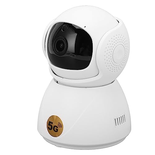 Cámara de Seguridad 5G, Cámara de Vigilancia 5G 100-240V Vista Panorámica de 360 grados Protección Integral Wifi de Voz Bidireccional Inteligente para el Hogar (Enchufe de la UE)