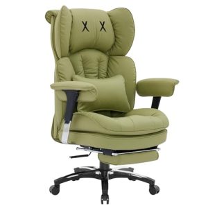 Efomao Silla de Oficina Grande, Silla de Escritorio de Piel PU con Bordado en X, Respaldo Alto Ajustable, Reposapiés, Soporte Lumbar, Silla Ejecutiva Ergonómica 200 kg