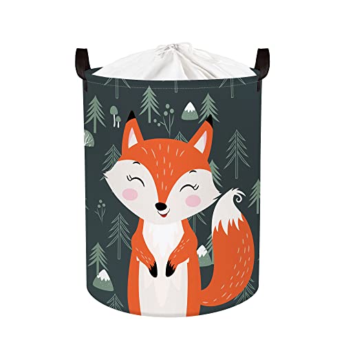 Clastyle Cestos Almacenaje Infantil Bosque Animal Cesta Ropa Sucia Plegable para Habitación Bebé Dormitorio Cajas de Almacenaje Juguetes para Chico Chica,Zorro,40 * 50 cm