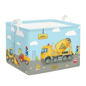 HUUMONSS Grande Cesta Ropa Sucia Bebe Vehículo Construcción para Chico Plegable Cestos Almacenaje Ropa Juguetes para Habitación Infantil Dormitorio, Camión Cisterna, 36L