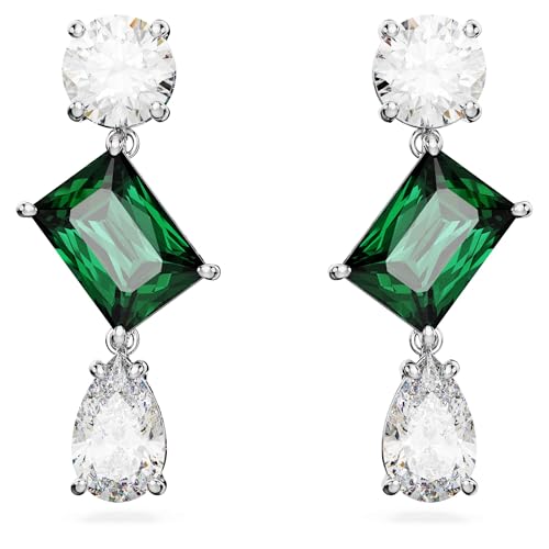 Swarovski Pendientes Mesmera, Tallas mixtas, Verdes, Baño de rodio