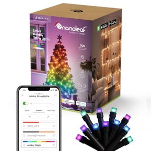 Nanoleaf Cadena de luces conectada 24M con escena navideña, 300 LED RGB IC Direccionables, Interior y Exterior, Música Sync, Control WiFi App y voz (Alexa, Apple Google Home)