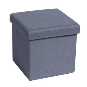 Bonlife Baúl Polipiel Cajas de Almacenaje Mesas Plegables Pequeñas Apoya Pies Oficina Banquetas para Dormitorio Sofas de Salon (Azul)