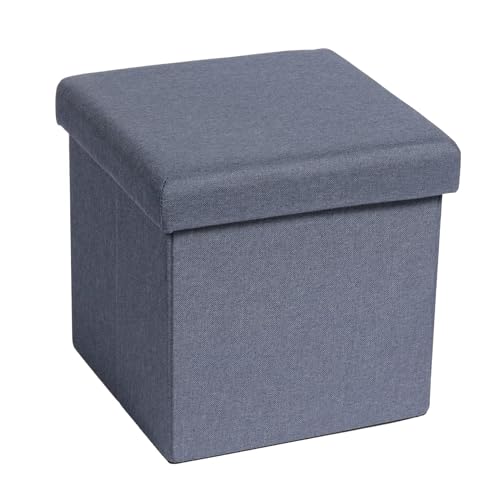 Bonlife Baúl Polipiel Cajas de Almacenaje Mesas Plegables Pequeñas Apoya Pies Oficina Banquetas para Dormitorio Sofas de Salon (Azul)