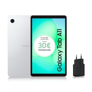 Samsung Galaxy Tab A11 8.7″ WiFi 64GB, Tableta Android, RAM 4 GB, Sonido 3D, Plata, Cargador de Corriente Rápida 25W Incluido, Versión ES