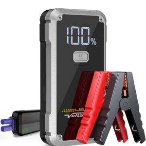 Arrancador de Baterias de Coche 5000 A Arrancador de Coches Portatil para Motor 7.0 L Gasolina o 5.5 L Diesel con Pinzas Bateria Coche, Carga rápida USB y Linterna LED de Emergencia