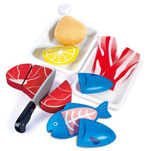 Hape Proteínas Deliciosas, Juego de Simulación de Madera Juego de Comida para Niños y Niñas, Juego Básico con Velcro Juegos de Ingredientes y Accesorios de Cocina