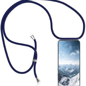 Funda con Cuerda para Xiaomi Mi 9 Lite/ Mi A3 Lite Funda con Cadena para Teléfono Móvil con Correa ajustable Transparente TPU Silicona Carcasa con Collar de Cordón Funda con Cordón de Colgar,Azul