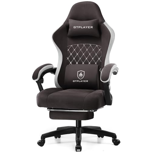 GTPLAYER Silla de Tela para Juegos con reposapiés, Silla ergonómica de Escritorio para computadora con cojín de Resorte de Bolsillo, Soporte Lumbar para Oficina en casa, Soporte Lumbar, Resistente y