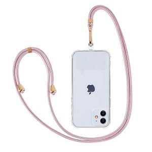Ownest Compatible con Cordón Universal para Teléfono Móvil, con Correa de Hombro de Nylon Ajustable y Desmontable, Cordones y Muñequeras Compatible con Todos los Smartphones, Color Rosado