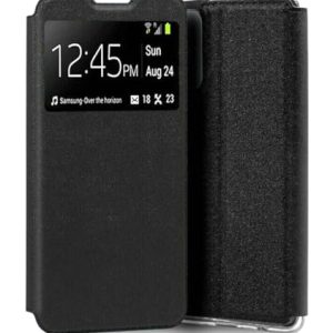Movilear Funda Carcasa Libro Tapa Soporte con Ventana Flip Cover para Samsung Galaxy A14 4G / A14 5G, Color Negro, Polipiel y Silicona TPU de Alta Resistencia FTAP