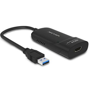 Wavlink HDMI Adaptador USB 3.0 Externo Tarjeta de Video Monitor Pantalla Soporta Resolución 2048 x 1152 con Puerto de Audio para Windows 10/8/7/XP – Color Negro