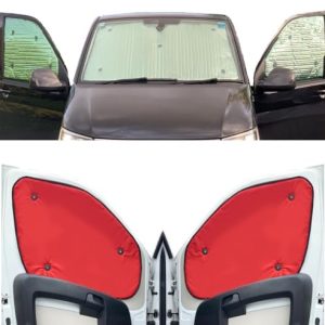 Cubierta del Parabrisas Compatible con Peugeot Partner Tepee (2008-2018)(Conjunto Frontal) Color de Respaldo de Rojo, Reversible