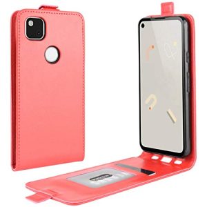 HualuBro Funda para Google Pixel 4a 4G, Funda Libro de Cuero PU Retro Magnético Folio Flip Case Cover Antigolpes Carcasa para Google Pixel 4a 4G 2020 Funda con Tapa (Rojo)