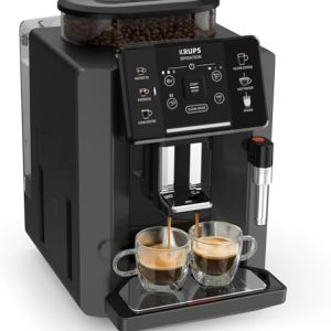Krups Cafetera Automática Sensation C50 – Potencia 1450W, fácil uso, 5 tipos bebidas, 15 bares, fácil mantenimiento, alertas lumínicas, cómoda limpieza, ajustes personalizados, boquilla vapor, EA9108
