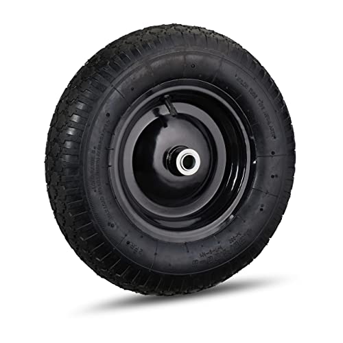 Relaxdays Rueda de Carretilla, 4.80 4.00-8, Recambio para Carrito, Llanta de Acero, 120 kg, 1 Ud., Negro