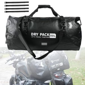 Bolsa Moto Para Asiento Trasero de 80 Litros, Correa Hombro, Ideal para Motocicletas, Senderismo, Ciclismo, Camping, Al Aire Libre, Kayak