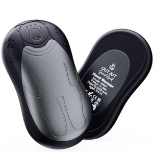 OUTJUT Calentador de Manos 2 EN 1, Negro Grisáceo Calienta Manos de Bolsillo con 12000mAh, USB con 3 Niveles de Calor para Exteriores Camping y Deportes, Regalo de Invierno para Mujeres y Hombres