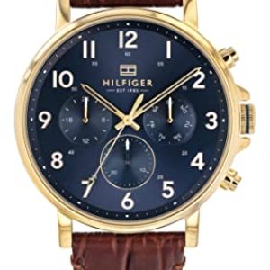 Tommy Hilfiger Reloj Analógico de Cuarzo Multifunción para Hombre con Correa de Cuero Marrón Claro – 1710380