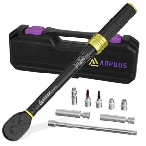 ANPUDS Llave Dinamométrica 3/8», 72 Dientes 5-60 Nm Llave de Torque, 9 Piezas Juego Llave Dinamométrica con Magnética Vasos de Bujía, 3/8» Junta Universal, 250 mm Extensión, Torx Bits, Vasos