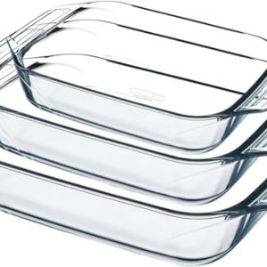 Pyrex Irresistible Set de 3 Fuentes para el Horno de Extrema Resistencia a Choques Térmicos, 3 Unidades, Transparente