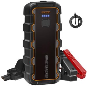 Arrancador de Baterias de Coche,7000 A Arrancador de Coches Portatil para Motor 6.0 L Gasolina o 3.0 L Diesel con Pinzas Bateria Coche, 12 V Booster con Carga rápida USB y Linterna LED de Emergencia