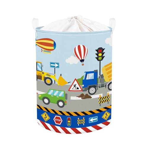 HUUMONSS Grande Cesta Ropa Sucia Bebe Vehículo Construcción para Chico Plegable Cestos Almacenaje Ropa Juguetes para Habitación Infantil Dormitorio, Buldózer, 63L