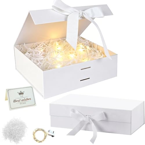 Geschenkbox con tapa, set de cajas de regalo, tarjetas de saludo, rafia para empaquetado, para bodas, cumpleaños y Navidad