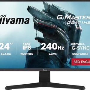 iiyama G-Master Red Eagle G2471HS-B1 – Monitor LED IPS rápido para Juegos de 23.8 Pulgadas, Full HD, 240 Hz, HDMI DP, 0.3 ms, G-Sync, Color Negro