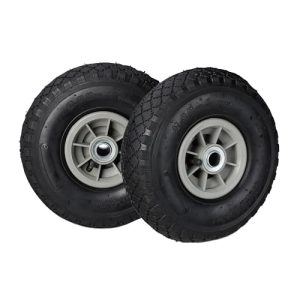 Relaxdays Set de Dos Ruedas de Carretilla, Neumáticos de 3.00-4, hasta 80kg, Llanta de plástico, 260×85 mm, Negro y Gris