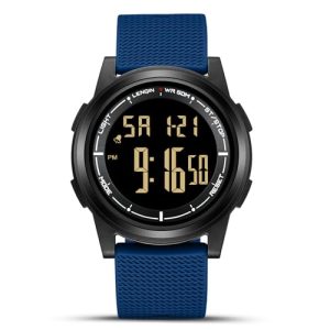 HANPOSH Reloj Hombre Relojes Impermeables para Hombres Reloj De Cuarzo Analógico Relojes De Pulsera para Hombres con Fecha Luminoso Reloj Casual De Moda Correa De Silicona (Azul Negro Dorado)