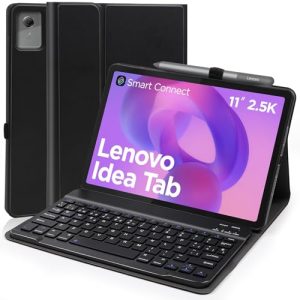 Funda con Teclado para Lenovo Idea Tab 11 Pulgadas 2025 (TB-336ZU/TB-336FU), Español Ñ Teclado Compatible con Lenovo Idea Tab 11″ 2025, Funda Protectora Extraíble con Soporte para Lápiz (negro)