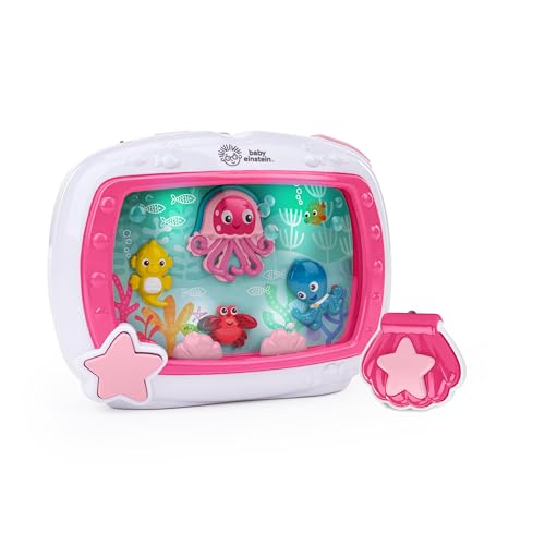 Baby Einstein Sea Dreams Soother – Máquina de Ruido Blanco para Bebé con Luces, Música y Sonidos Marinos, Acuario Bebé Juguete de Cuna con Control Remoto, Recién Nacidos y Más, Rosa