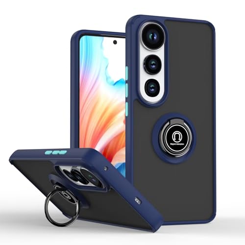 HONLEN Funda para Vivo V50 Lite 5G / Vivo V50 Lite (4G) (6.77" Inches), Carcasa para Teléfono Móvil de Silicona Mate Transparente con Soporte de Anillo - Azul Real