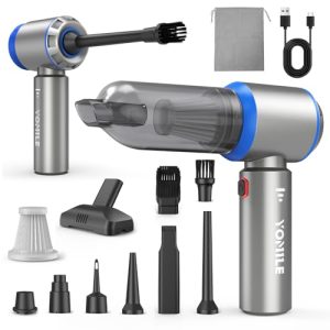 Aspirador de Mano, 25000Pa/120W Mini Aspirador Recargable, Aspiradoras de Mano con Motor sin Escobillas de 210.000 RPM, Aspirador sin Cable para Coche, para Uso en la Oficina, el hogar, la Cocina